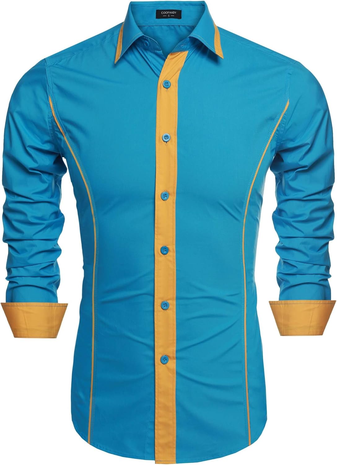 Coofandy Men's Fashion Slim Fit Turn Down Collar Long