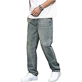 Verdusa Men's Straight Leg Jeans Baggy Denim Pants Vintage High Waist Loose Trousers