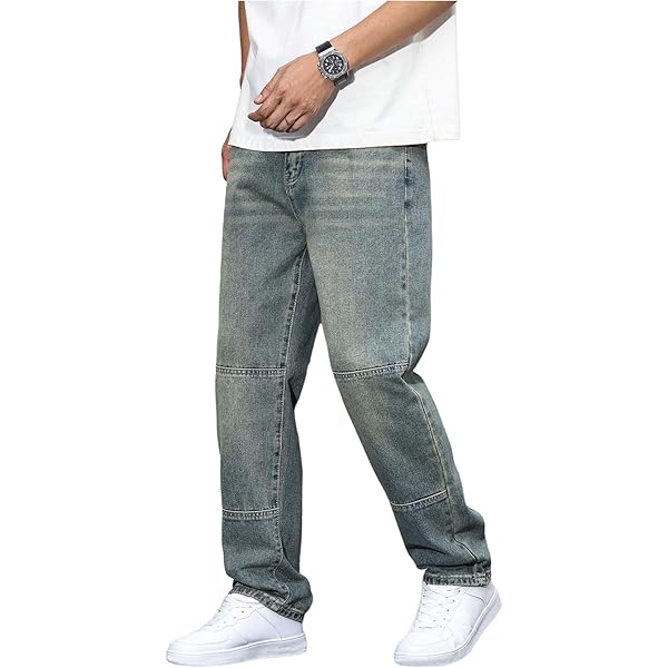 Verdusa Men's Wide Leg Denim Pants Casual Loose Fit Long Jeans