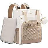 LOVEVOOK Diaper Bag Backpack, Large Capacity Portable Baby Bag with Foldable Diaper Changing Pad, Waterproof Baby Diaper Bags Gift for Mon Dad, Ivory Khaki