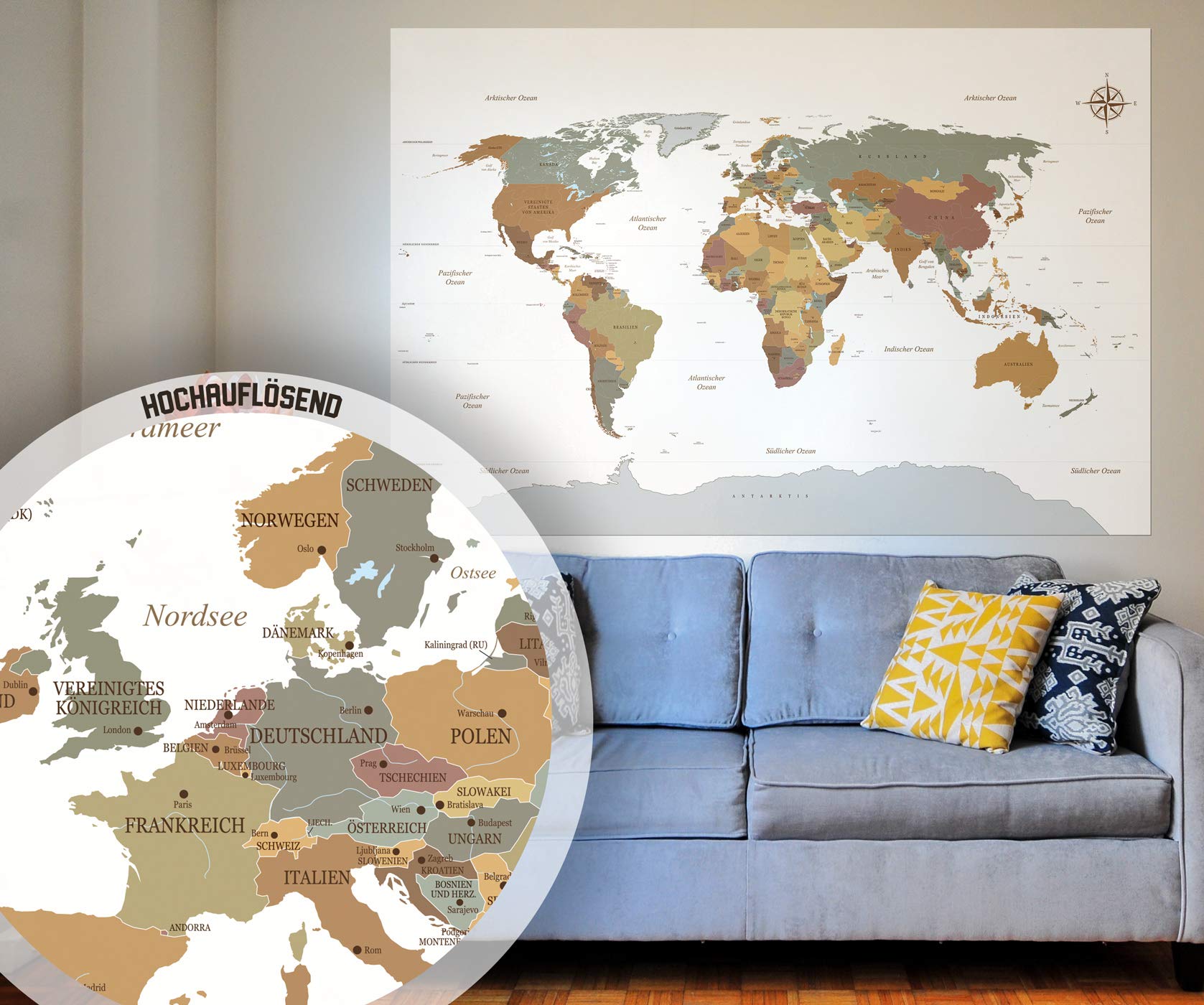 BilderKing 2020 World Maps 140 x 100 cm World Map White