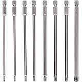 Tonsiki 8PCS 6'' Length Torx Bit Set, T9-T40, S2 Steel Magnetic 1/4'' Hex Shank Torx Security Head Tamper Proof Resistant Lon