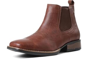 femflame Cowboy Boots for Men Square Toe Chelsea Boots Waterproof Classic Elastic Slip on Chukka Ankle Boots Casual…