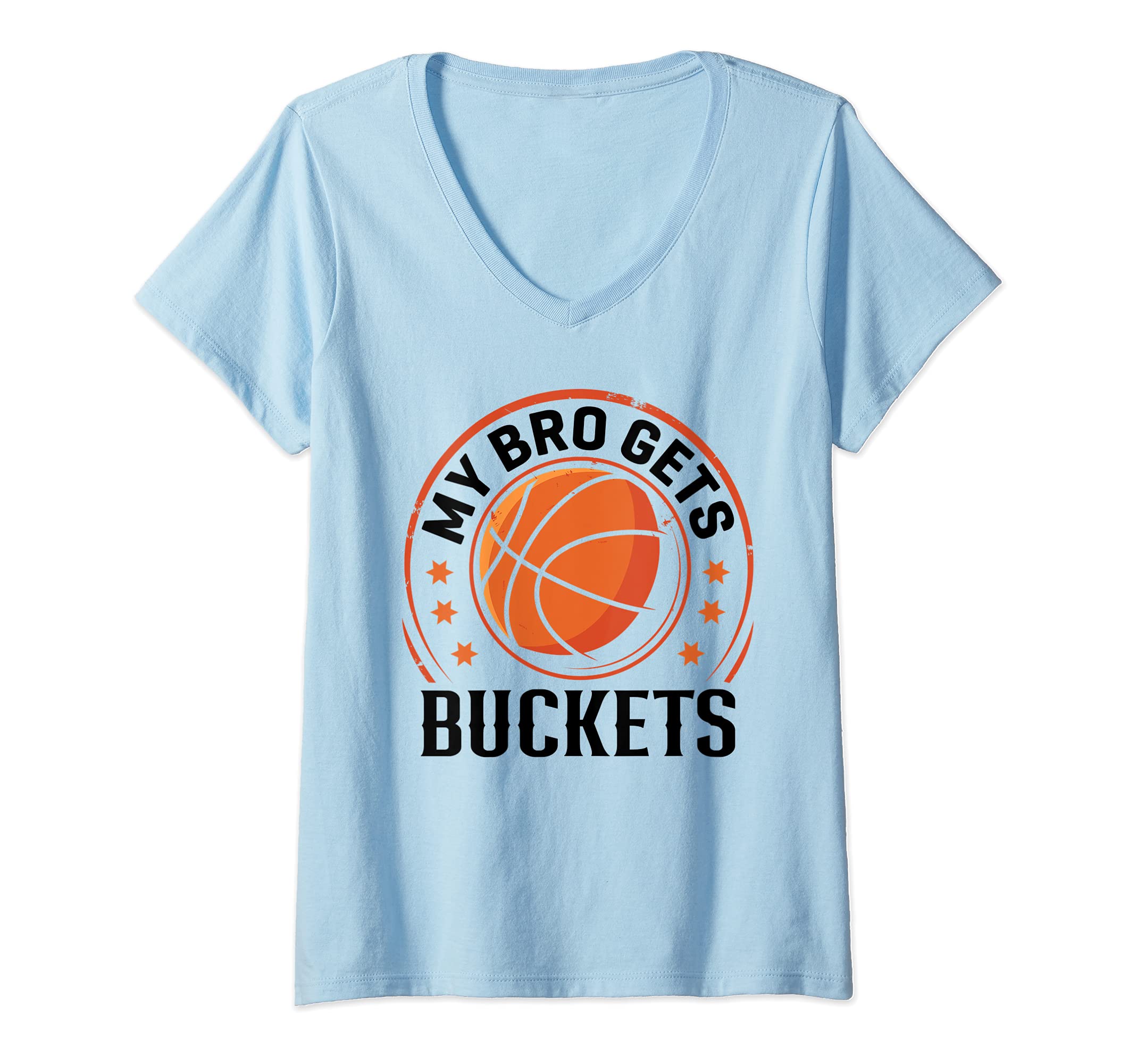 Womens My Bro Gets... Funny Basketball V-Neck T-Shirt