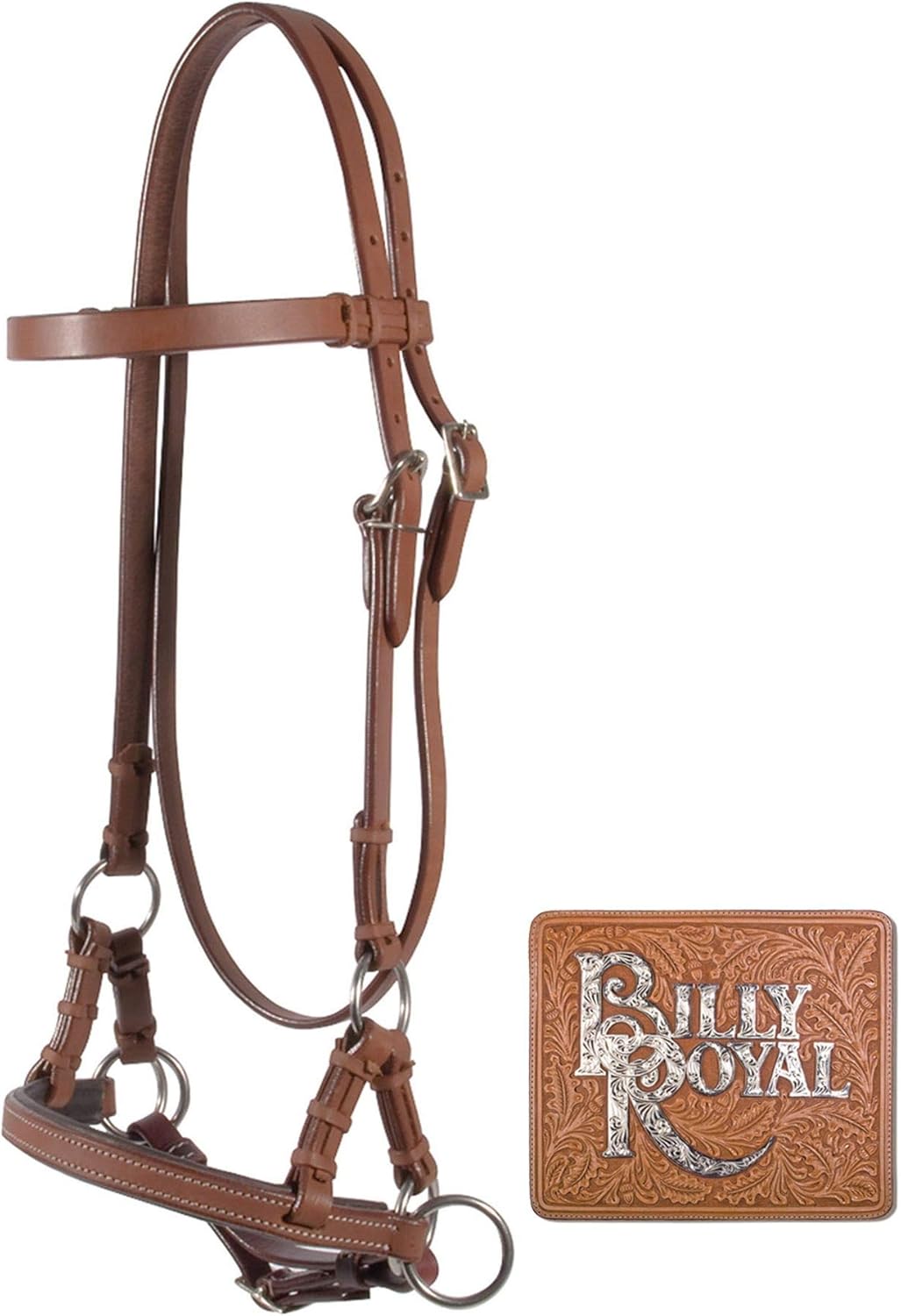 Billy Royal Padded Nose Leather Horse Sidepull | Bitless Training Aid | Single Side Cheek Adjustment | Fits Most Average to Large Horses: Sports & Outdoors