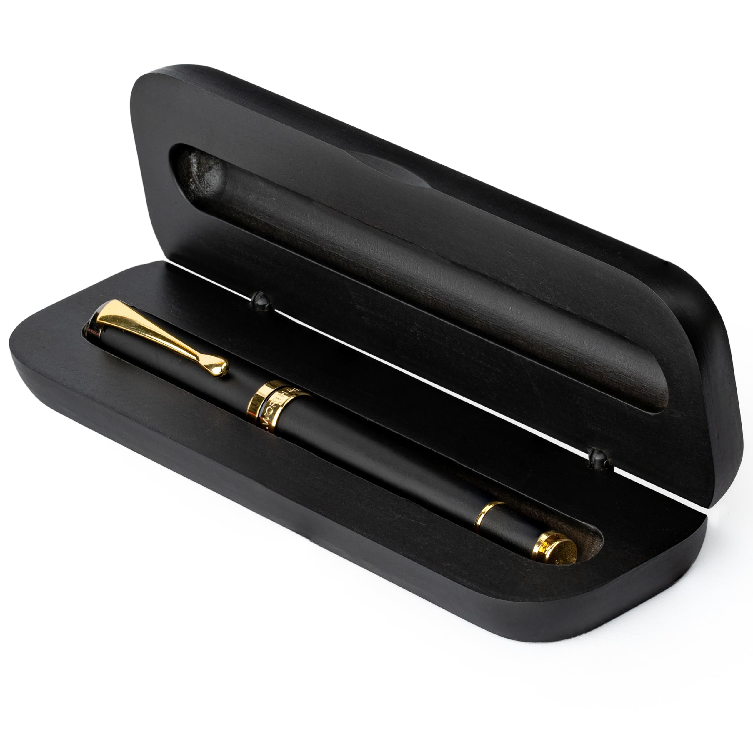 Wordsworth and Black Rollerball Pen-Stunning Luxury Pen Bamboo Blackwood Gold Finish, Refillable, Best Roller Ball Gift Set Pen for Men & Women, Ink Refill, Point Office Pens for Writing