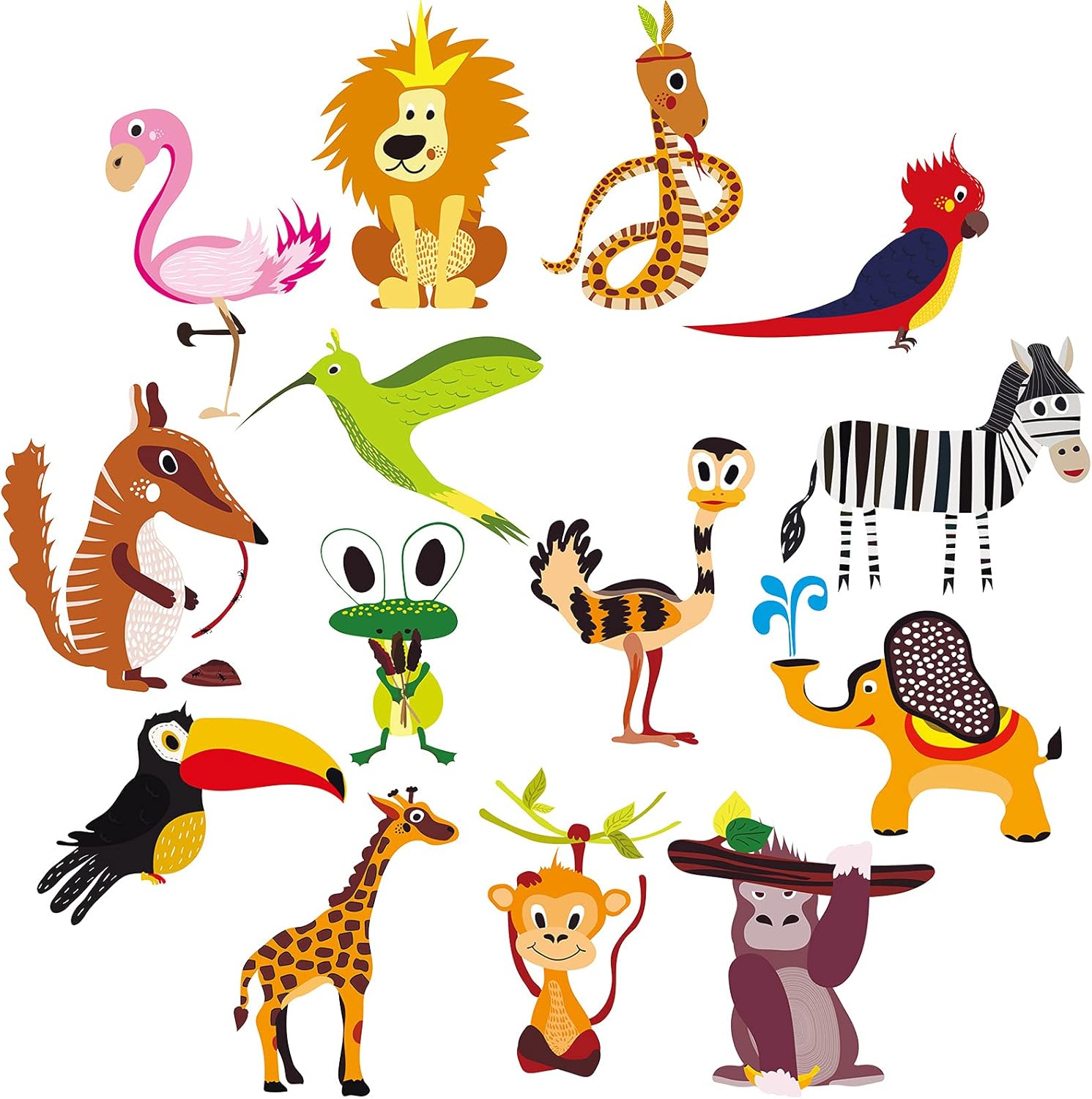 42 Pieces Colorful Jungle Animals CutOuts Laminated Bulletin Board Decor Animals Cutouts
