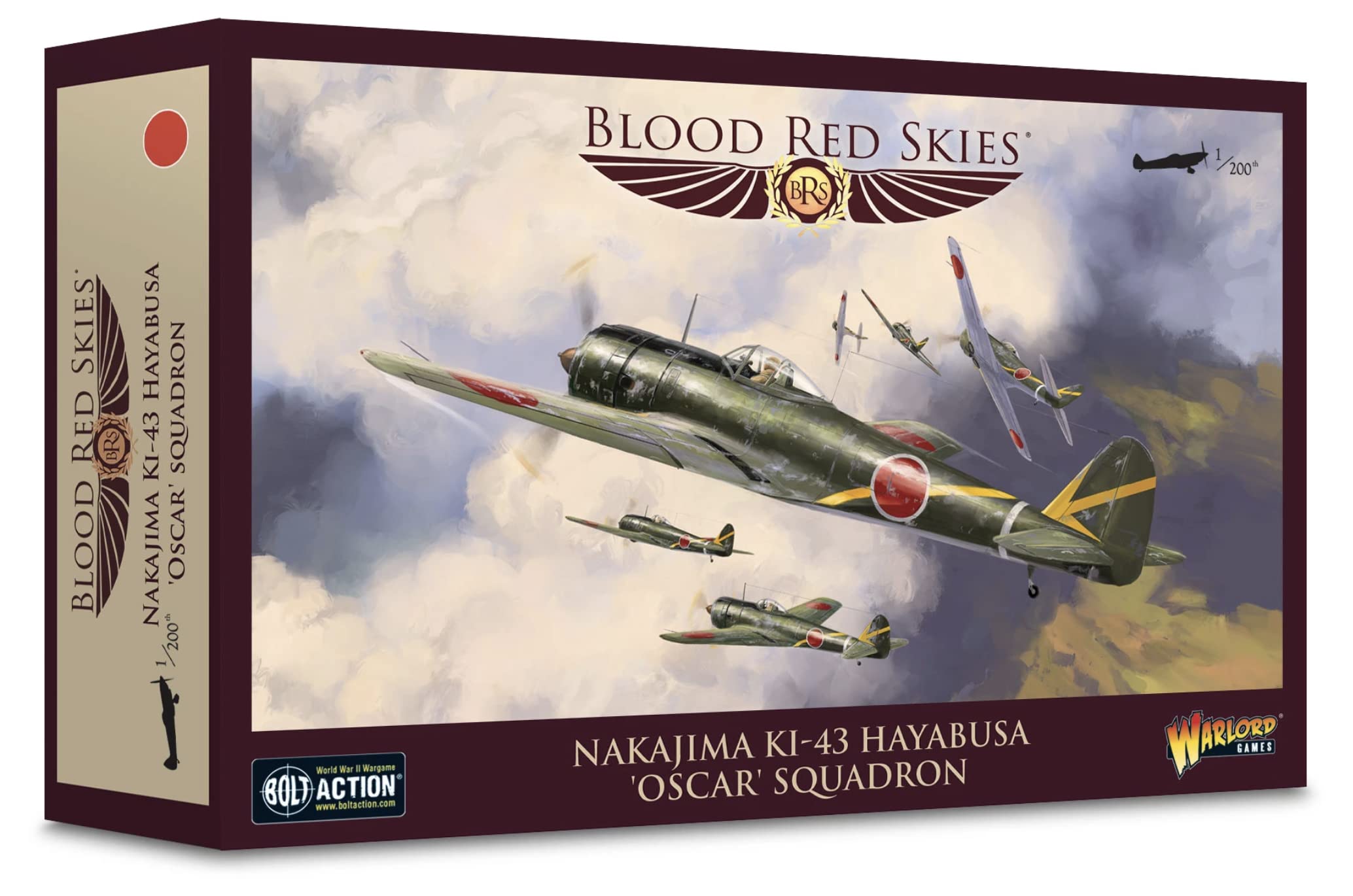 Warlord Blood Red Skies Nakajima KI-43 Hayabusa Oscar Squadron 1:200 WWII Mass Air Combat Table Top War Game 775101006