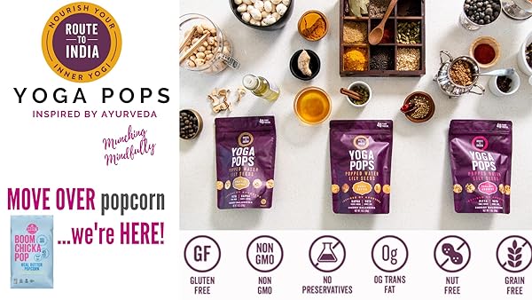 YOGA POPS- 3 PACKS OF CURRY DUSTED| POPPED WATER LILY SEED | ENERGY SNACK| GLUTEN FREE | PALEO | NUT FREE | CORN- FREE | ALL NATURAL | NON-GMO| NUTRITIOUS SUPER SNACK