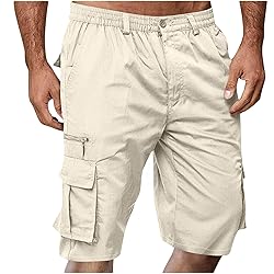 Cargo Shorts for Men Stretch Waist Knee Length Mens