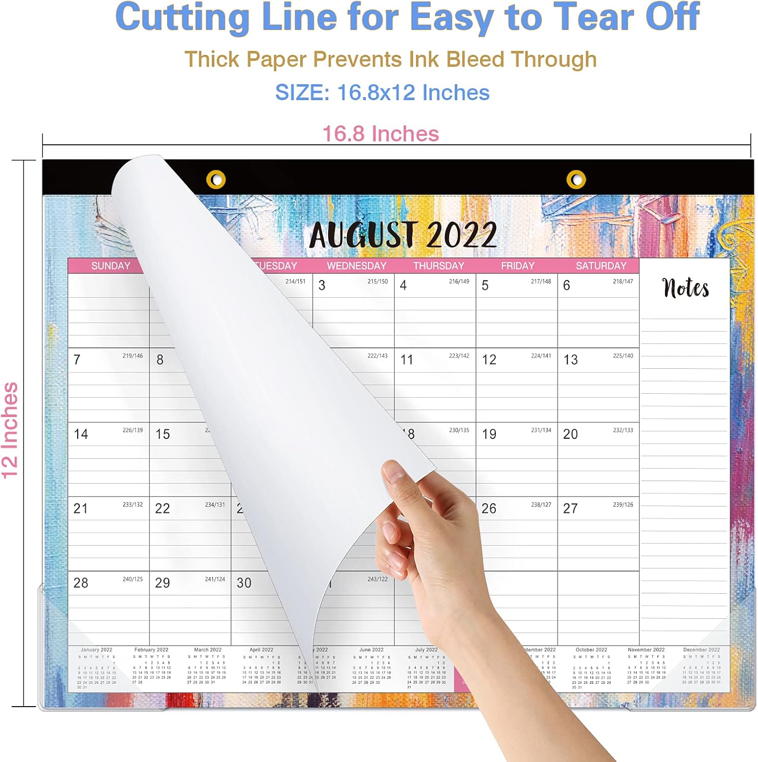 2021-2022 Desk Calendar - 18 Monthly Desk/Wall Calendar 2-in-1, 16.8" x 12", July 2021 - December 2022, Thick Paper with Corner Protectors, Large Ruled Blocks - Oil Painting : Office Products