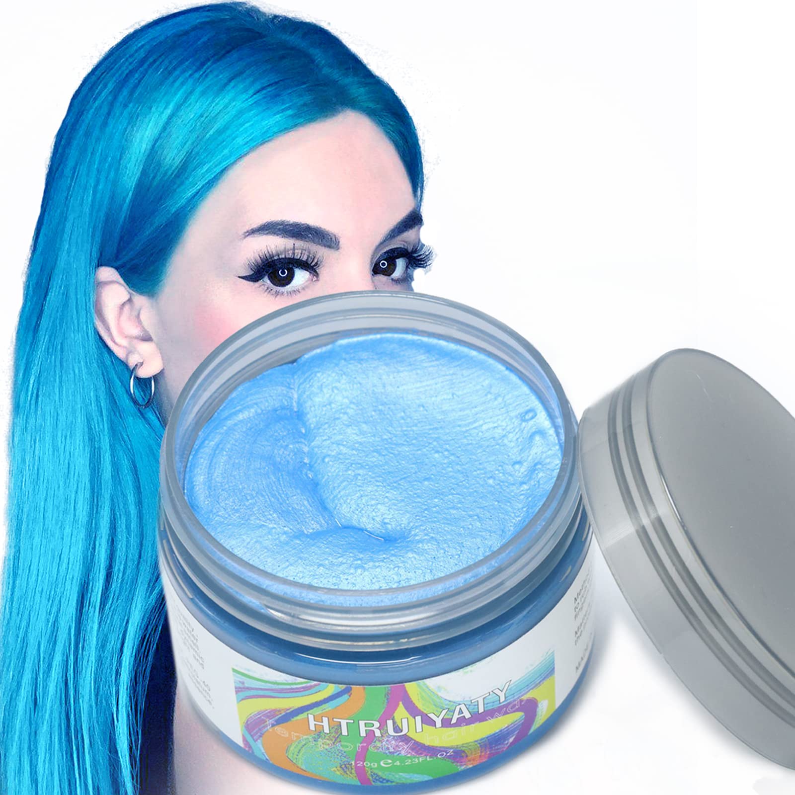Blue Hair Color Wax Temporary Washable Natural Hair Mud Wax Unisex For Halloween Christmas Easy Wash Off Hairstyle