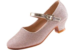 EIGHT KM EKM7015 Girls High Heel Dress Shoes Mary Jane Wedding Party Pumps Sparkle Glitter Princess Shoes for Kids Toddler