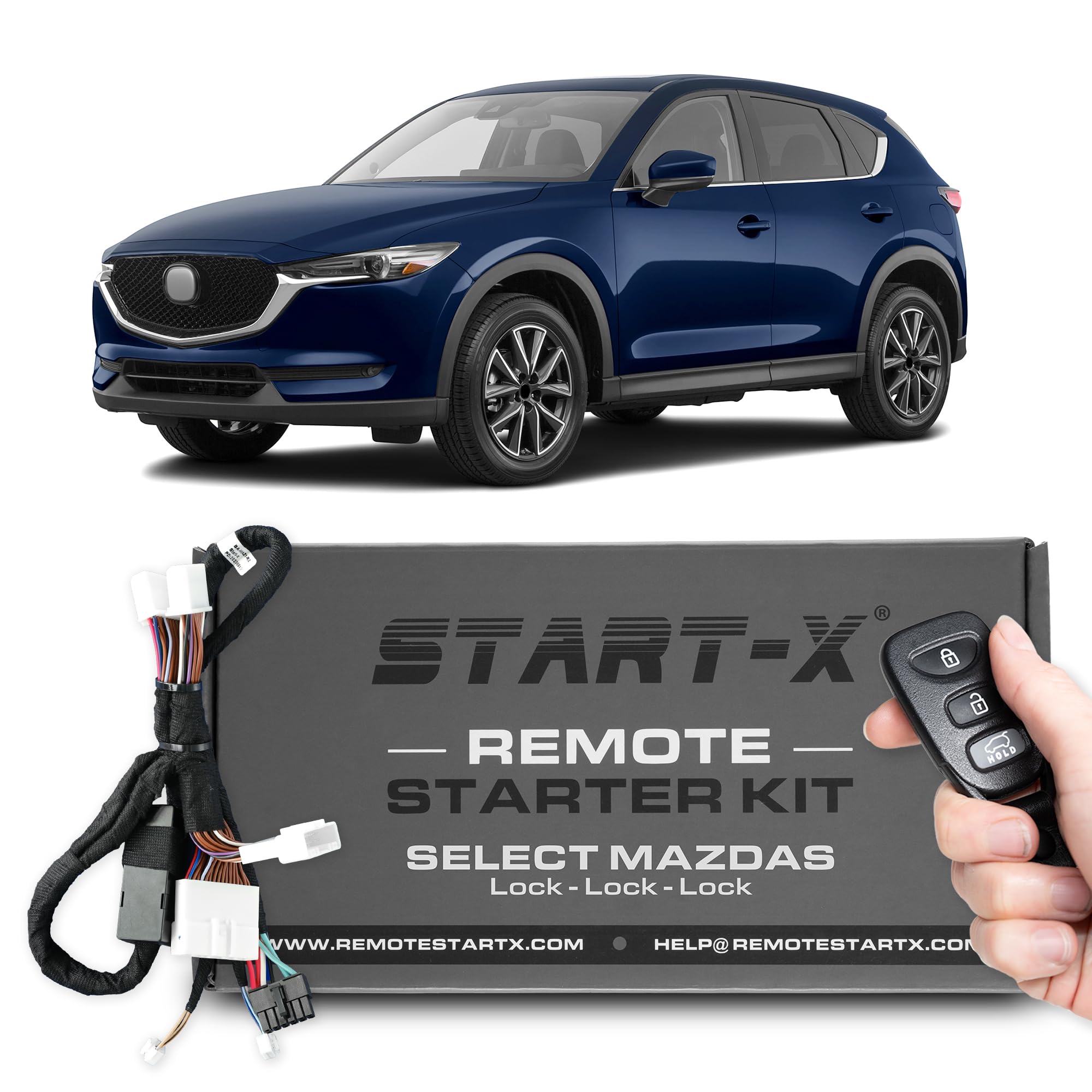 Start-X Remote Starter Kit for Mazda 3 (2014-18), 6 (2014-21), CX-3 (2016-22), CX-5 (2013-25), CX-9 (2016-23), and MX-5 Miata (2016-23) | Plug N Play | Lock 3X to Remote Start | Zero Wire Splicing