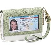 SENDEFN Credit Card Holder Wristlet Woman Wallets RFID Blocking Zipper Purse with ID Window