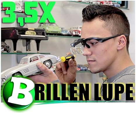 KaSul® * Brillen Lupe 9892B * bis 3,5 X Vergrößerung /2x LED / 5 Lupen / NEU / OVP