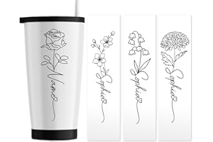 Custom Rose Aesthetic Name Transparent Sticker Personalized Flower Rose Name Waterproof UV DTF Stickers for Water Bottle, Lap