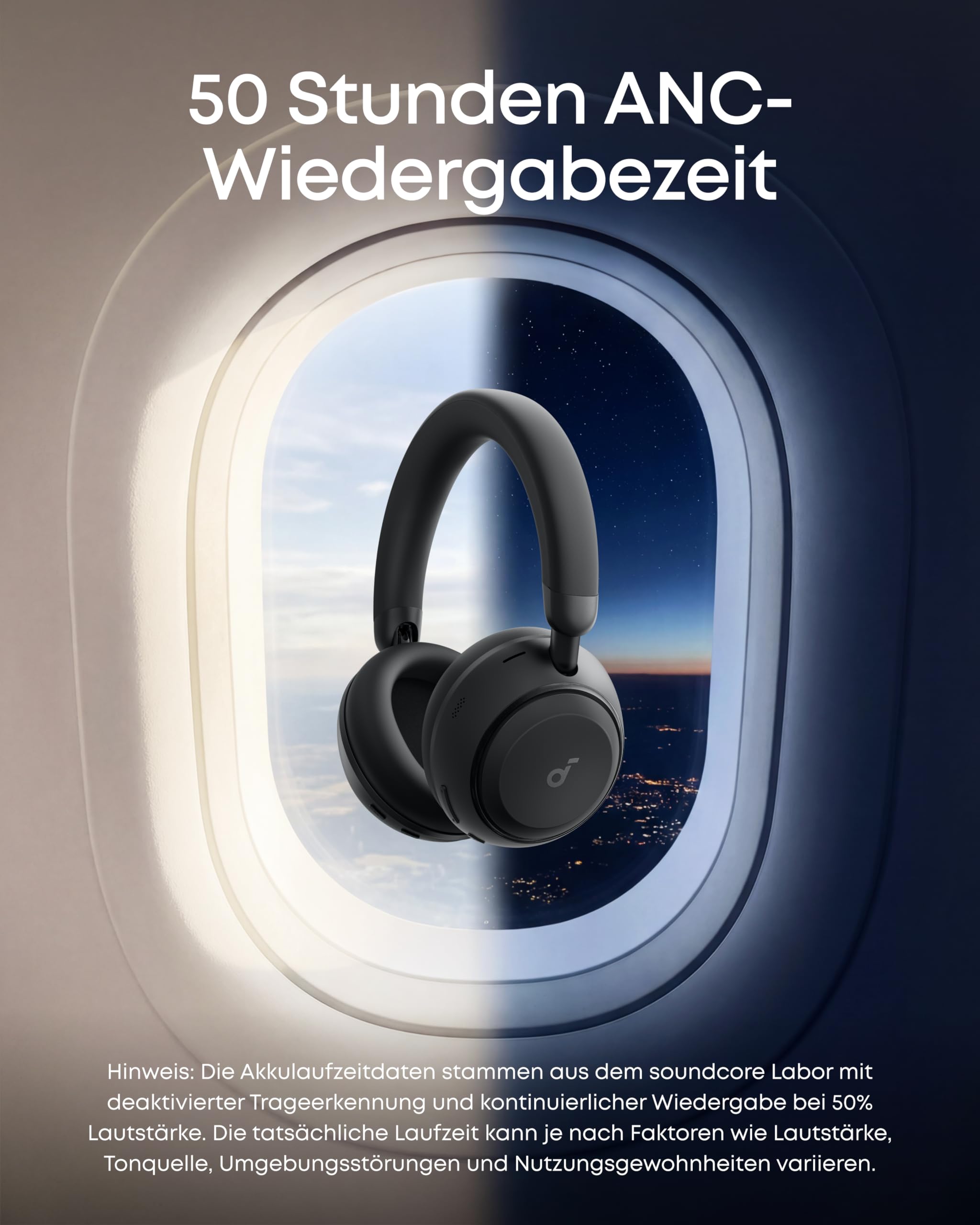 soundcore Space 2 by Anker, Noise Cancelling Kopfhörer, bequem, 50h Akku, LDAC Hi-Res Wireless Audio, Duale Verbindungen, klare Telefonate, Bluetooth 6.1, Nap-Modus, Trageerkennung 5