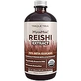 Organic Reishi Mushroom Extract - 70% Beta Glucans - Highest Active Nutrient Levels, Max Potency Cordyceps Tincuture, US Grown + Ultrasonic Extraction - Energy, Immunity, Sleep and Stress - 8 oz.