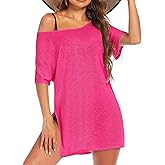 Ekouaer Women's Swimsuit Beach Cover Up Short Sleeve Cover Ups for Swimwear Bathing Suit Coverups S-XXXL