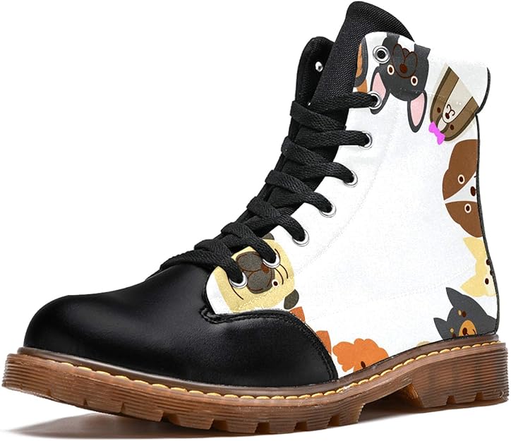 Botas de combate LORVIES con cordones de ocho ojos para hombre, con