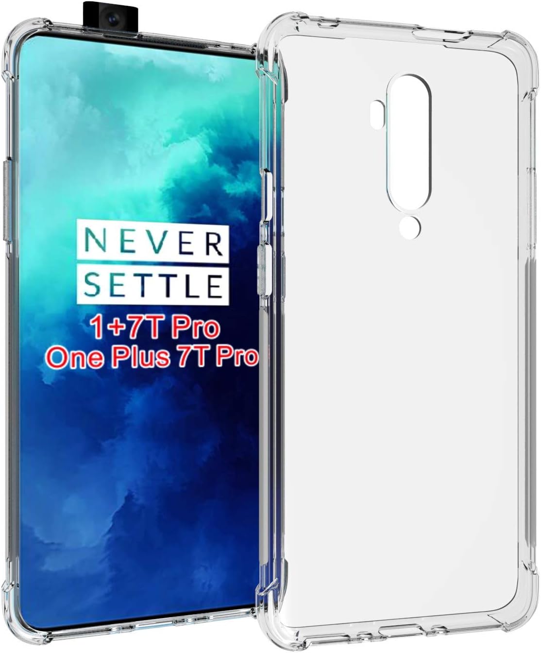 KOSPH for OnePlus 7T Pro /1+7T Pro Clear TPU Case, 1.5mm Ultra-Thick Crystal Back Cover, Shockproof High Density TPU Defender (Soft TPU, Clear)