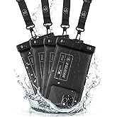 Pelican 4 Pack Marine - IP68 Waterproof Phone Pouch (Regular Size) Floating Waterproof Phone Case - Beach Cruise Ship Travel Essentials - Works with All Phones - Detachable Lanyard - Black