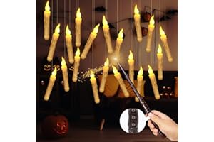 ARLBA 20 Pack Christmas Floating Candles with Wand Timer Remote Control,Floating Candles for centerpieces,LED Flickering Light Flameless Candles Hanging For Harry Potter Party Witch Decor Christmas Gifts