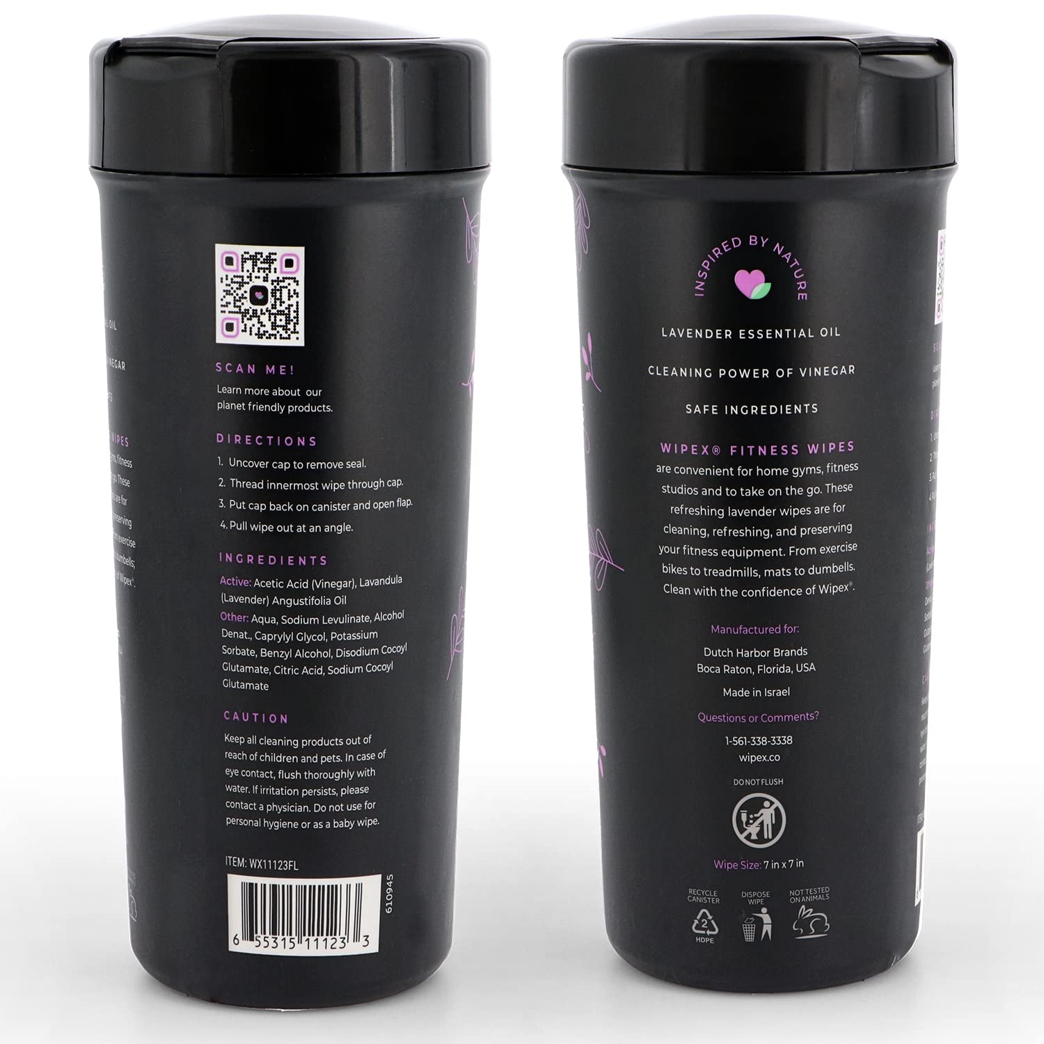 Wipex Yoga Mat Cleaner & Fitness Wipes - Natural Lavender & Vinegar Gym Equipment Cleaner - 75 Gym Wipes to Clean Yoga Mats, Spinning & Peloton Bikes, Weight Machines & Surfaces