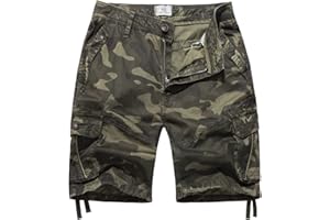 FOURSTEEDS Women's Casual Fitted Multi-Pockets Camouflage Twill Bermuda Cargo Shorts