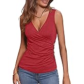 EasyGala Womens Deep V Neck Tank Tops Sexy Sleeveless Wrap Tops Fitted Ruched Shirts 2026