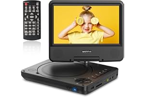 WONNIE 9.5" Portable DVD Player for Kids with 7.5" Swivel Screen, 6 Hours Rechargeable Battery, Car DVD Player with AV in/Out