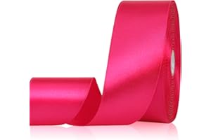 Sagaat Rose Red Ribbon 1-1/2 Inch 50 Yards, Hot Pink Satin Ribbon for Flower Bouquet, Crafts, Gift Wrapping, Bridal Invitations, Hair, Festival and Party Decorations