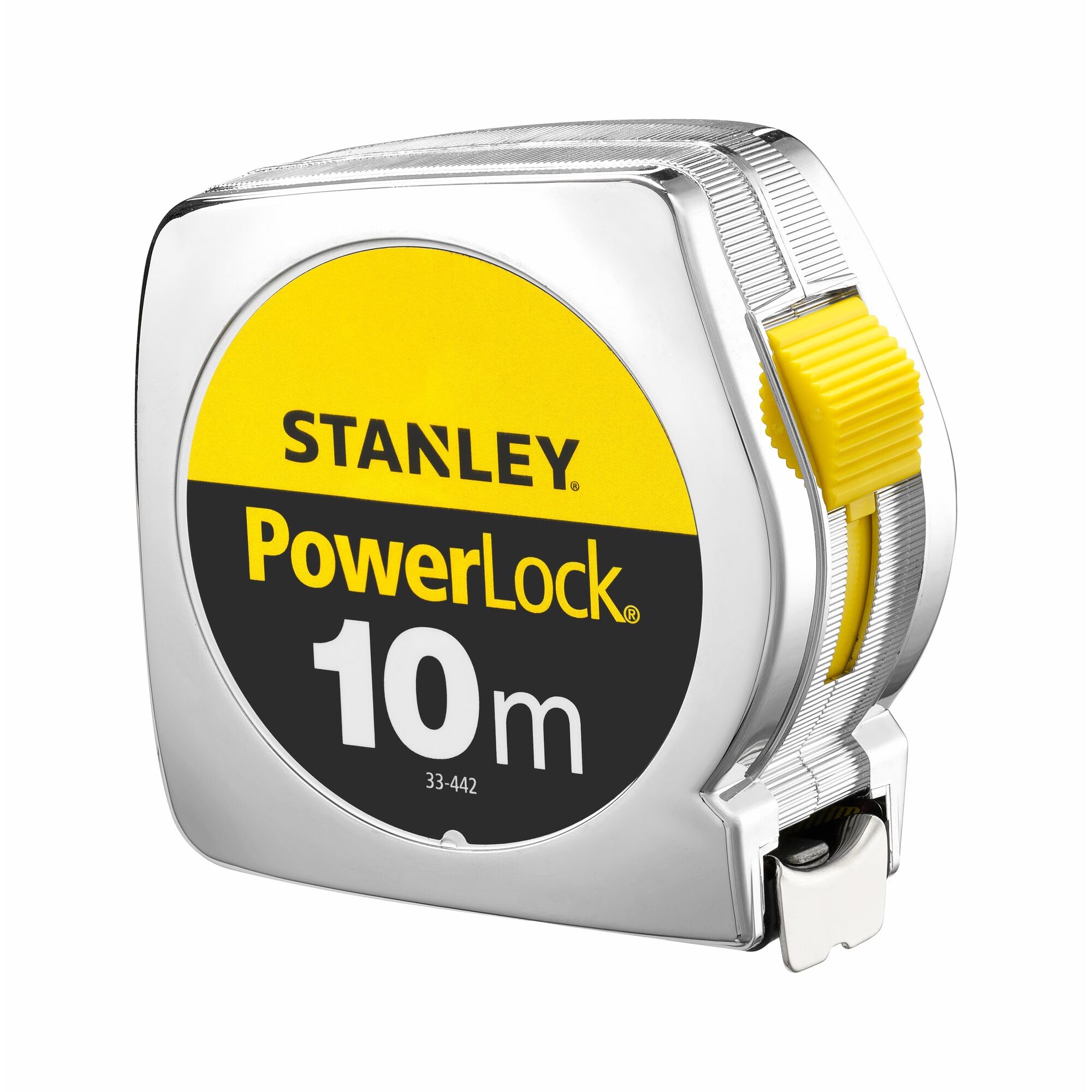 Stanley 1-33-442 "Powerlock" Tape Measure with End Hook Without Hole, Silver, 10 m/25 mm