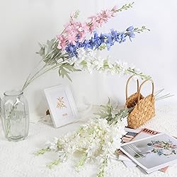 ICBOX 8PCS White Delphinium Artificial Flowers