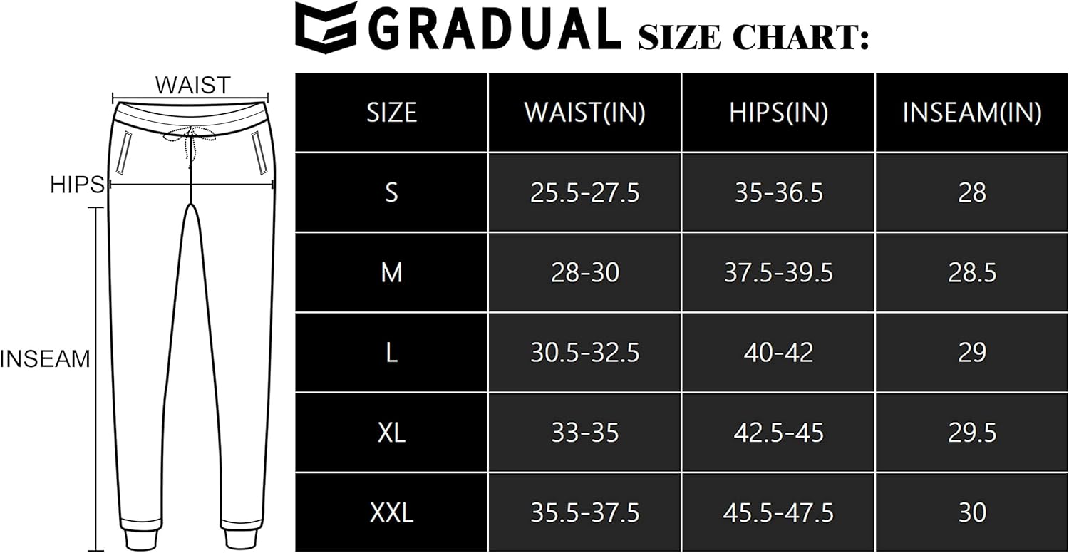 G Gradual Women's Joggers Pants with Zipper Pockets Tapered Running Sweatpants for Women Lounge, Jogging: Clothing