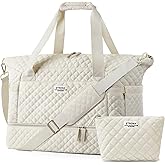 ETRONIK Travel Bag, Weekender Bags for Women, Personal Item Travel Bag with Wet Pocket, Duffel Bag for Travel with Shoes Compartment, 37L Hospital Bag for Labor and Delivery(Beige)