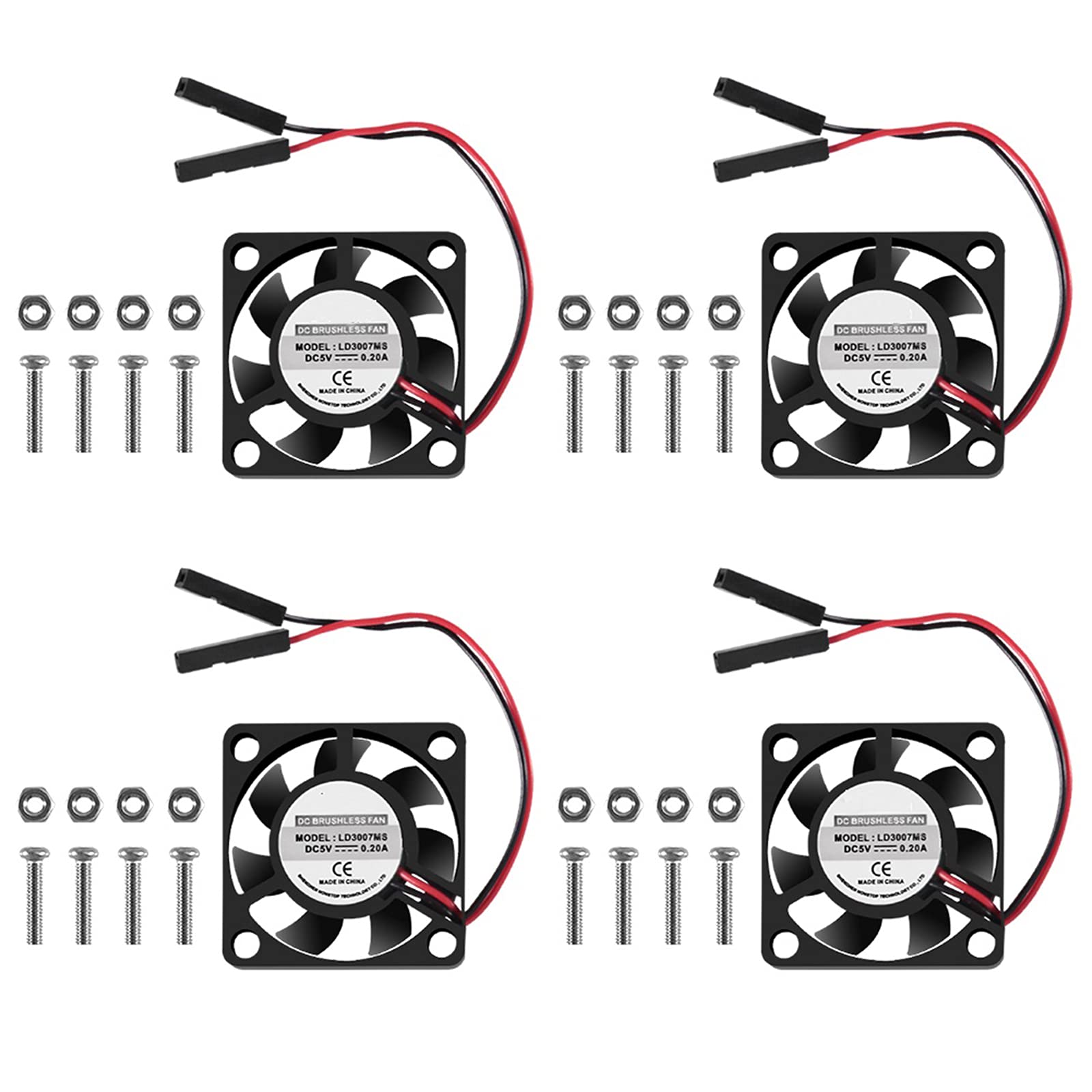 ALMOCN Raspberry Pi DC Brushless Cooling Fan - 3.3V/5V Heatsink Cooler, 30x30x7mm for Pi 4, 3B+, 3B, 2, B+
