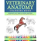 Veterinary Anatomy Coloring Book: Complete Cat, Dog &amp; Horse Anatomy and Physiology with Detailed Skeleton &amp; Muscle Illustrations of Cow, Bird, Deer &amp; More + Test Yourself Exercises