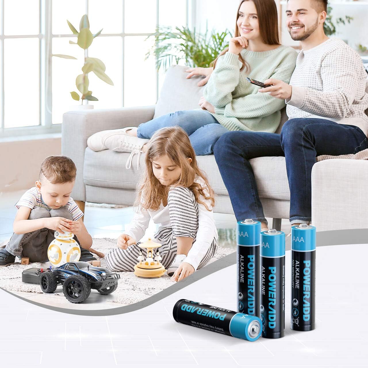 POWERADD AAA Alkaline Batteries Long Lasting, All-Purpose Battery for Household and Business - 16 Count: Home Audio & Theater