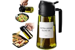 TrendPlain 470ml Olive Oil Dispenser Bottle for Kitchen Gadgets - 2 in 1 Dispenser and Sprayer - Olive Oil Spray Bottle w/Sti