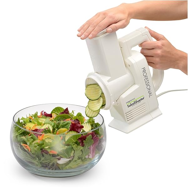 PRESTO 02970 PROFESSIONAL SALADSHOOTER ELECTRIC SLICER/SHREDDER, BLACK,1 COUNT