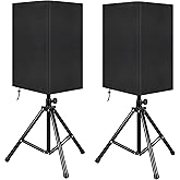 Klmnop 15 Inch Outdoor Speaker Covers, 2-Pack Weatherproof Waterproof & UV Protection Dust Cover for PA DJ Powered Speakers, Heavy-Duty 800D Thick Oxford Fabric(Black)