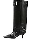 Oiamenne Knee High Boots for Women Wide Calf Boots Pointed Toe Tall Boots Kitten Heel Boots Womens Fall Winter Boots for Party Gifts Dress