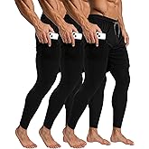 Cutecrop 3 Pcs Men's 2 in 1 Athletic Running Pants Quick Dry Workout Compression Pants with Pockets Towel Loop