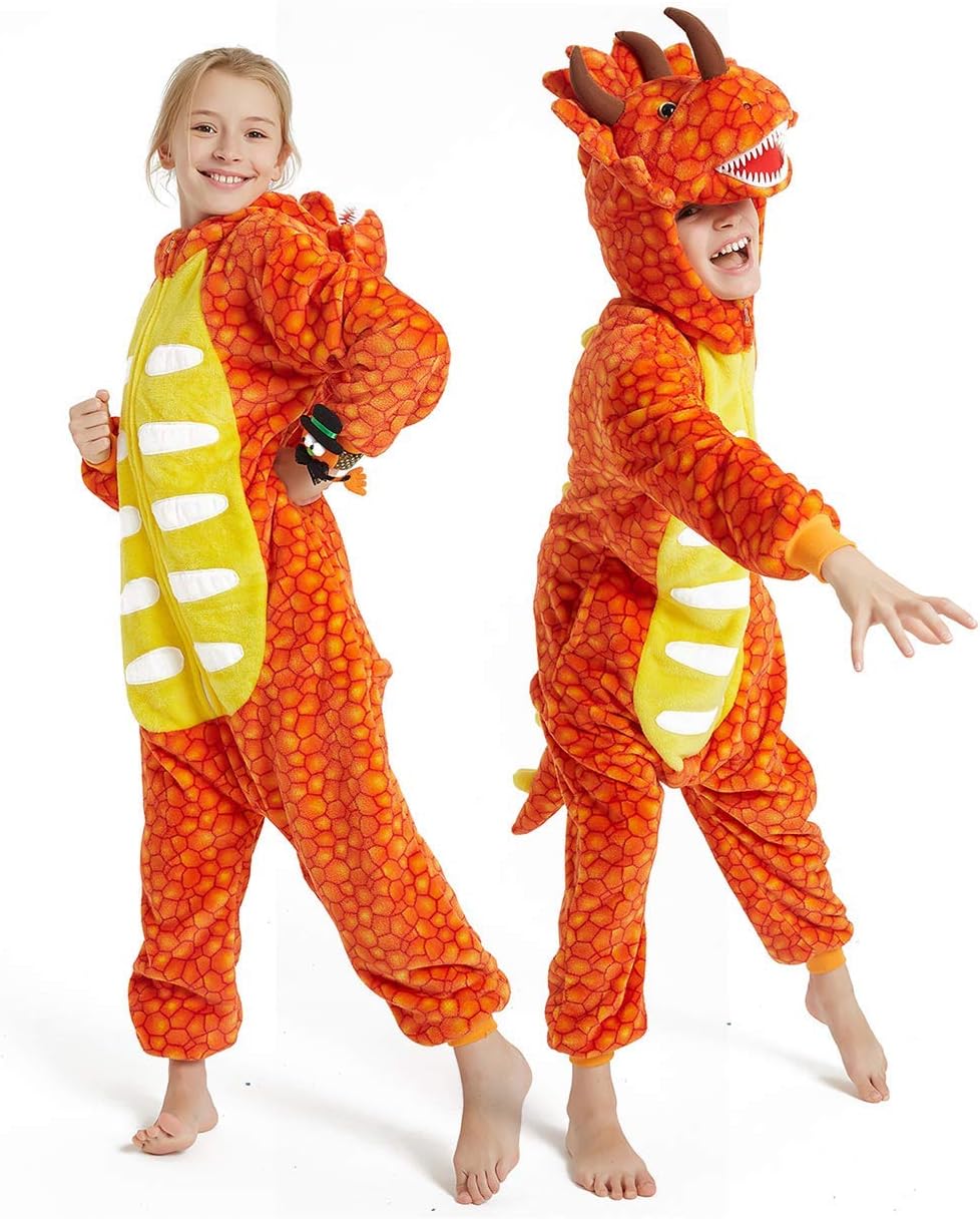 BLOSSOMLIFE Triceratop Dinosaur Dragon Onesie Kid Dress Up Gift Girl Pyjama Cosplay Costume Boy Bodysuits