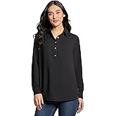 Jones New York Womens Long Sleeve Button Detail Tunic Top