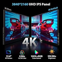 HotYeah Portable Monitor 4K, 15.6'' 3840x2160 UHD