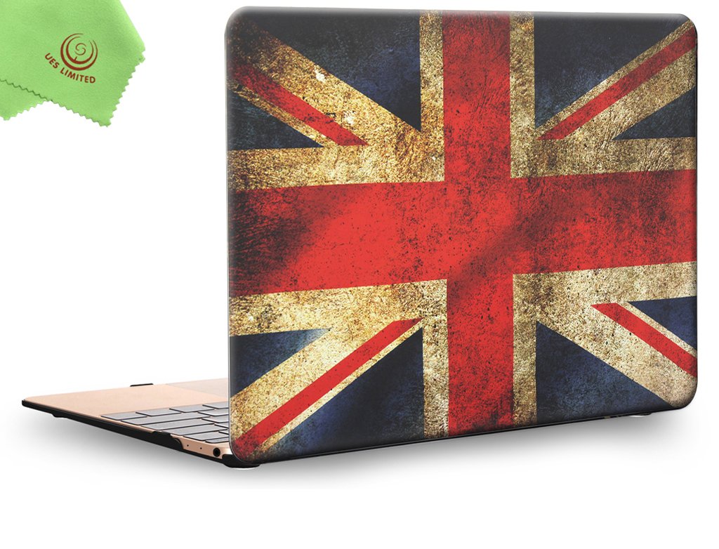 UESWILL Rubberized Unique Pattern Solid Hard Shell Case Cover Compatible with MacBook 12 inch with Retina Dsiplay (Model: A1534) + Microfibre Cleaning Cloth,UK Flag โ image 1