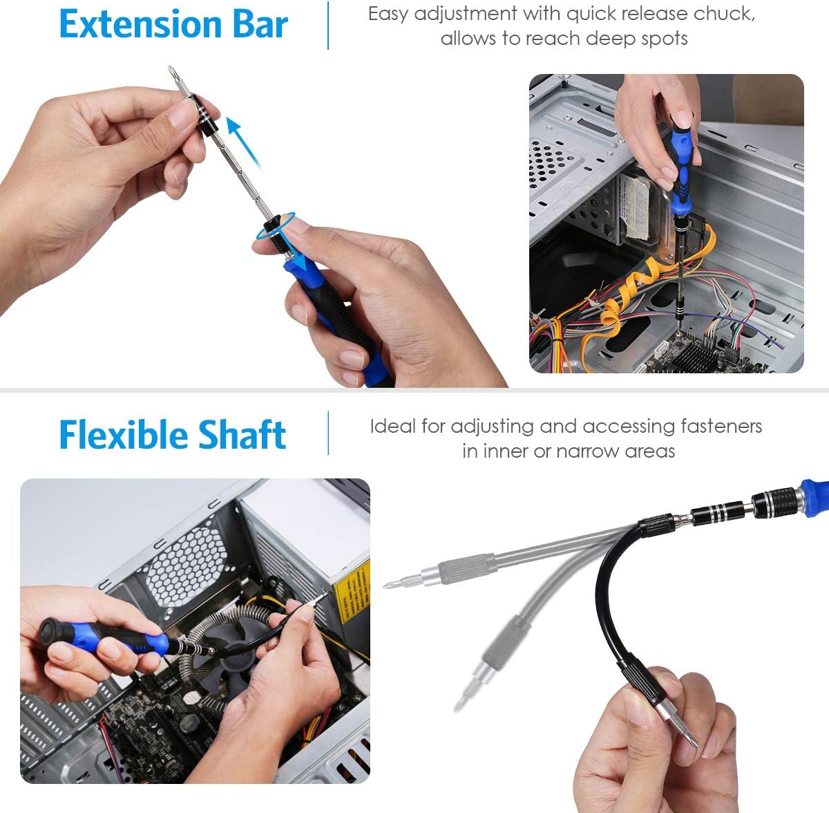 ORIA Precision Screwdriver Set (New Version), 142 in 1 with 120 Bits Mini Magnetic Screwdriver Kit Repair Tool Kit with Portable Bag for Electronic PC Computer iPhone MacBook Jewelers Game Console - - 